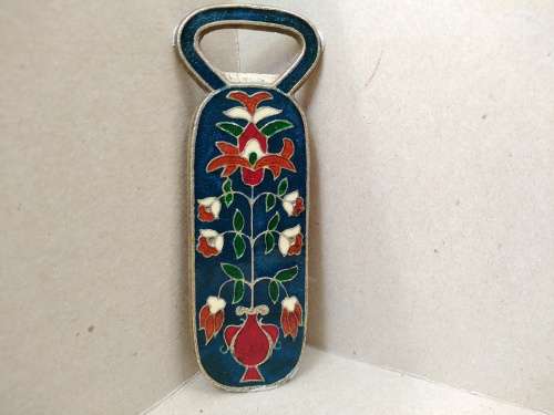 Vintage! Greek - Enameled Bronze - Floral - Cloisonne - Bottle Opener