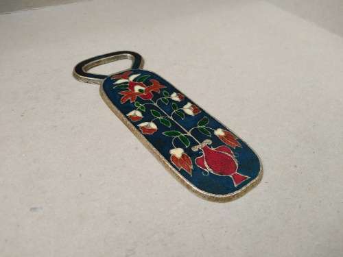 Vintage! Greek - Enameled Bronze - Floral - Cloisonne - Bottle Opener