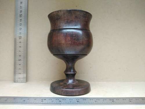 Vintage! Large Hand-Turned Wooden Goblet - Walnut?