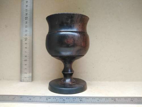 Vintage! Large Hand-Turned Wooden Goblet - Walnut?