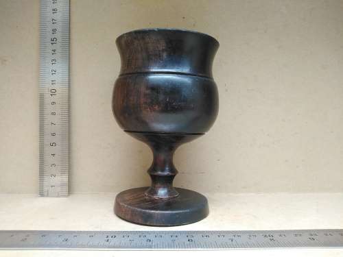 Vintage! Large Hand-Turned Wooden Goblet - Walnut?