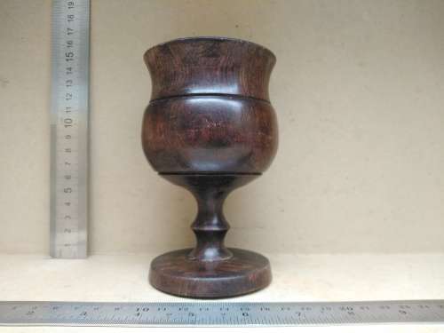 Vintage! Large Hand-Turned Wooden Goblet - Walnut?