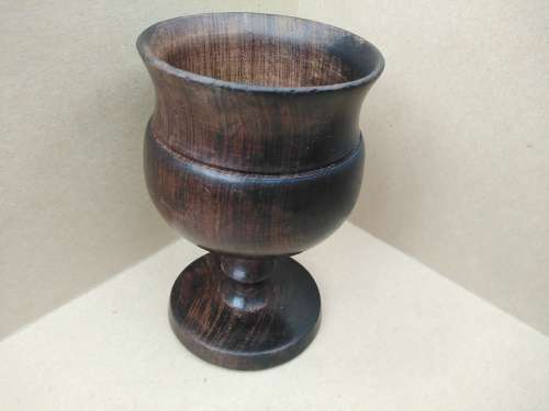 Vintage! Large Hand-Turned Wooden Goblet - Walnut?