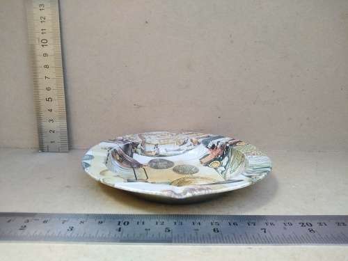 Vintage! Classical Print - Pressed Tin - Round Ashtray