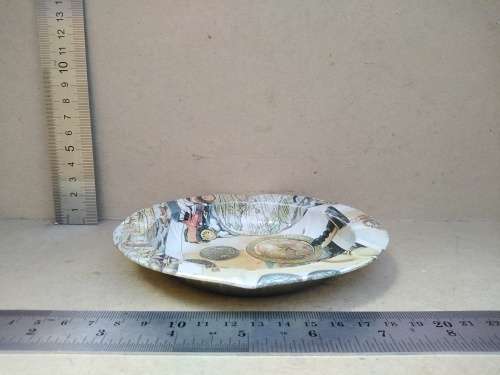 Vintage! Classical Print - Pressed Tin - Round Ashtray