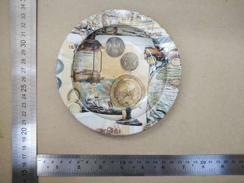 Vintage! Classical Print - Pressed Tin - Round Ashtray