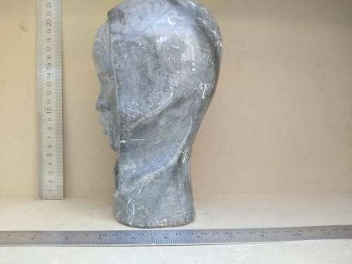 Africana!  Hand Carved - Soapstone Bust - Woman In Head Scarf