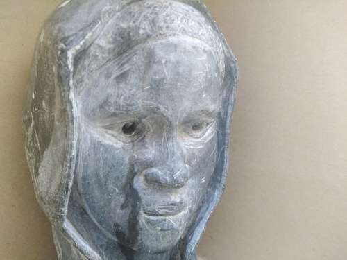 Africana!  Hand Carved - Soapstone Bust - Woman In Head Scarf