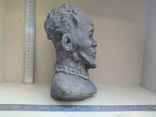 African! - Hand Made Clay Bust - Old Man (grainy surface)