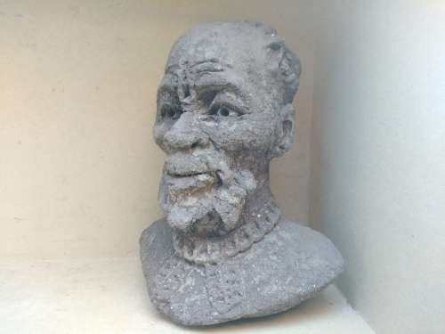 African! - Hand Made Clay Bust - Old Man (grainy surface)