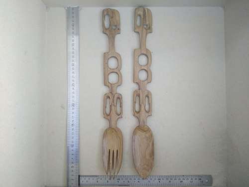Africana! Elephant - Kenya - Hand Carved - Olive Wood - Large Salad Serving Set
