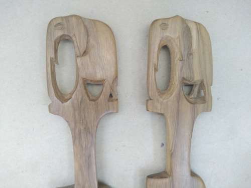 Africana! Elephant - Kenya - Hand Carved - Olive Wood - Large Salad Serving Set