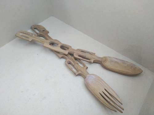 Africana! Elephant - Kenya - Hand Carved - Olive Wood - Large Salad Serving Set