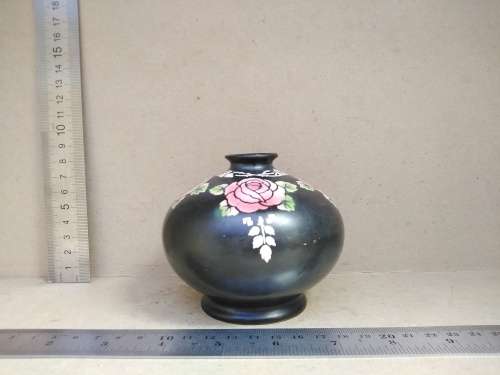 Antique! Shelley England - Rose - Art Deco Style - 1912 - 1920 - Matte Black - Small Roself Vase