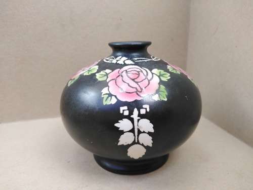 Antique! Shelley England - Rose - Art Deco Style - 1912 - 1920 - Matte Black - Small Roself Vase