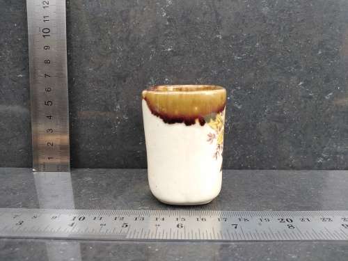 Vintage! Crescent Potteries - Mid Century Small Speckled Cream With Brown - Rectangular Jar