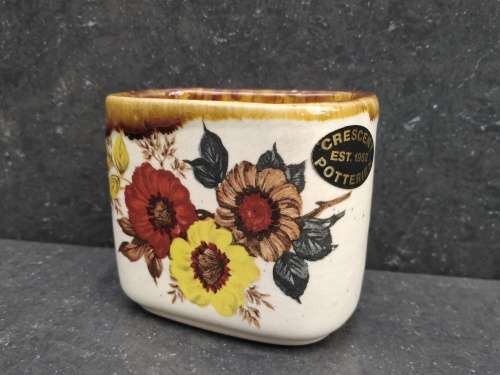 Vintage! Crescent Potteries - Mid Century Small Speckled Cream With Brown - Rectangular Jar