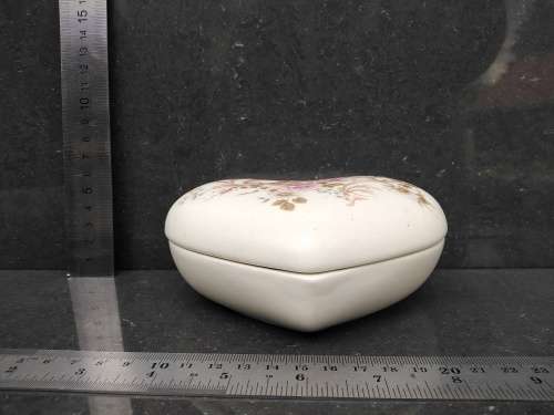 Vintage! Crescent Potteries - Mid Century - Floral - Large Heart Shaped - Trinket Box