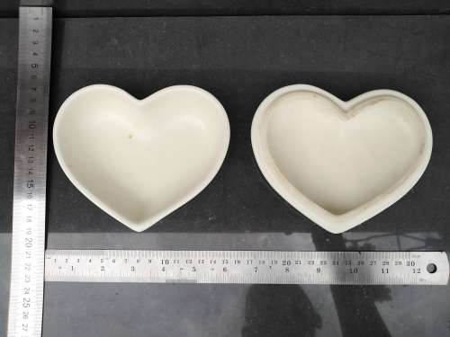 Vintage! Crescent Potteries - Mid Century - Floral - Large Heart Shaped - Trinket Box