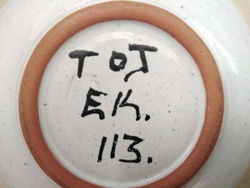 Vintage! The Old Jar (T.O.J.) - Studio Pottery - Hand Painted - Sweet Dish - Signed