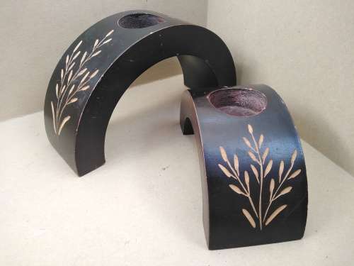 Vintage! Wooden - Cascading Arch / Rainbow - Tealight Candle Holder Set