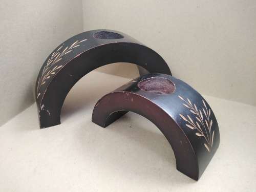 Vintage! Wooden - Cascading Arch / Rainbow - Tealight Candle Holder Set
