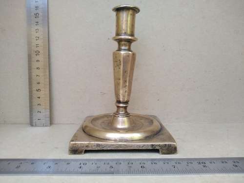 Antique! Flemish / Spanish - 17th Century - Cast Bronze - Candleholder Square Base