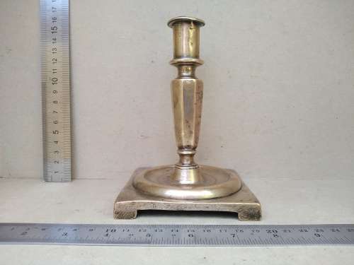 Antique! Flemish / Spanish - 17th Century - Cast Bronze - Candleholder Square Base