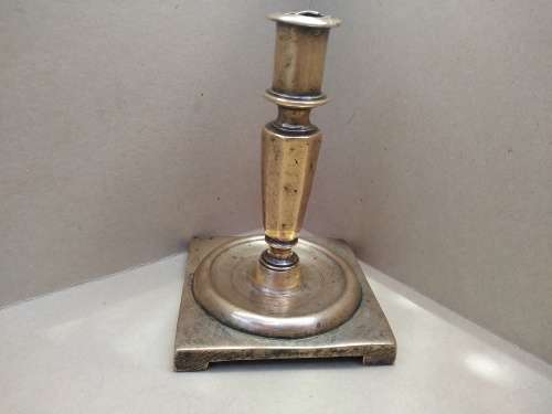 Antique! Flemish / Spanish - 17th Century - Cast Bronze - Candleholder Square Base
