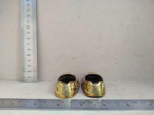 Vintage! Pair Of Etched Enamaled Brass Slipper Ashtrays Made In India