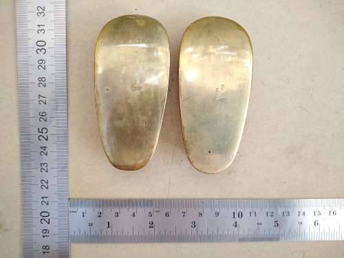 Vintage! Pair Of Etched Enamaled Brass Slipper Ashtrays Made In India