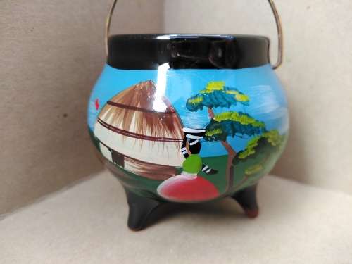 Vintage! Ceramic Mini Three Legged  African Potjie Pot Themed Ornaments