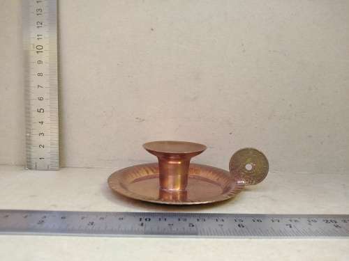 Vintage! Copper -  1963 Rhodesia Coin Handle - Round Candlestick Holder