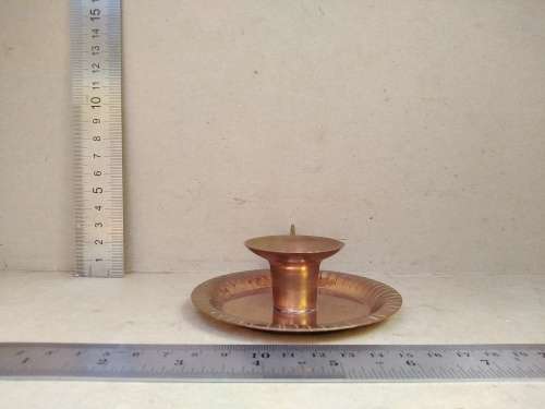 Vintage! Copper -  1963 Rhodesia Coin Handle - Round Candlestick Holder