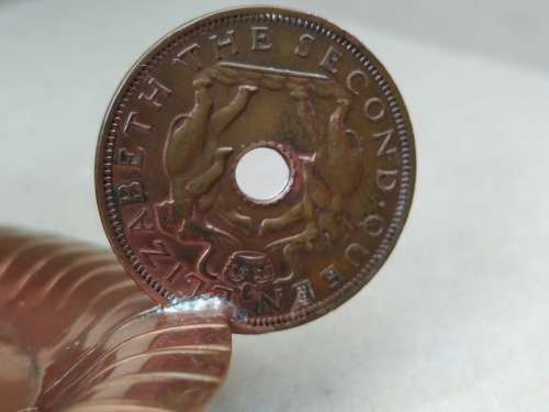 Vintage! Copper -  1963 Rhodesia Coin Handle - Round Candlestick Holder