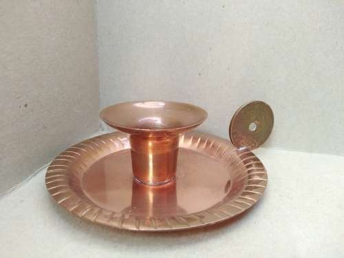 Vintage! Copper -  1963 Rhodesia Coin Handle - Round Candlestick Holder