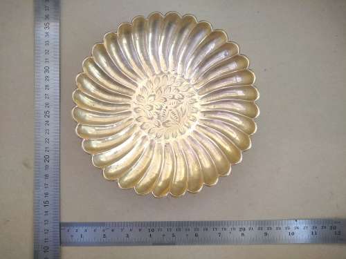 Vintage! Brass Bon Bon Pedestal Bowl With Scalloped Edges