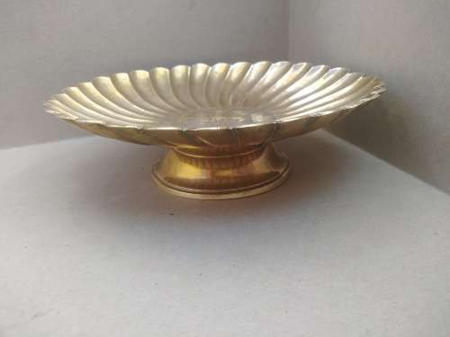Vintage! Brass Bon Bon Pedestal Bowl With Scalloped Edges