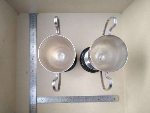 Vintage! Silver Plated - Prestige Awards - Pair Of Large Classic Trophy Cups (Engraved)
