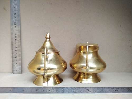 Vintage! Brass Creamer And Sugar Bowl Set With Handles. Made In India.