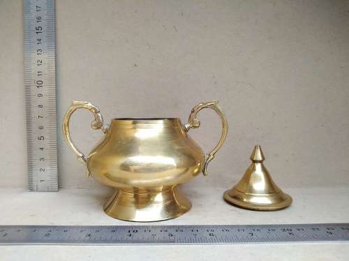 Vintage! Brass Creamer And Sugar Bowl Set With Handles. Made In India.