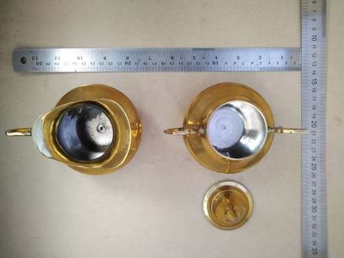 Vintage! Brass Creamer And Sugar Bowl Set With Handles. Made In India.