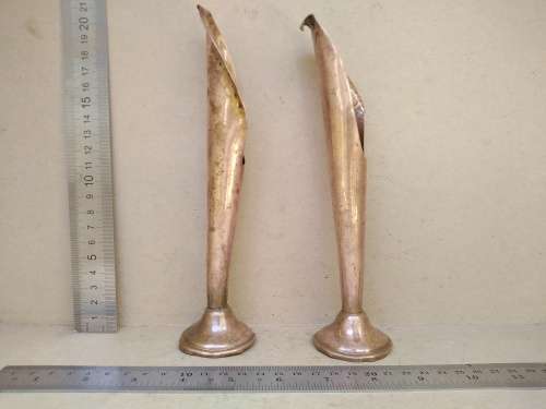 Vintage! Set Of 2 - Copper Bud Vase / Candle Holder - Calla Lily