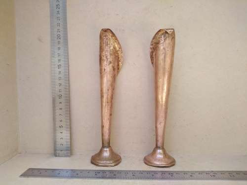 Vintage! Set Of 2 - Copper Bud Vase / Candle Holder - Calla Lily