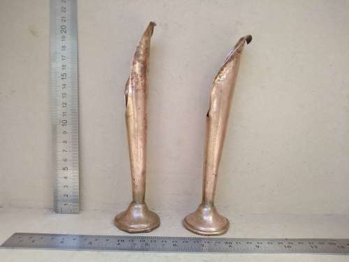 Vintage! Set Of 2 - Copper Bud Vase / Candle Holder - Calla Lily