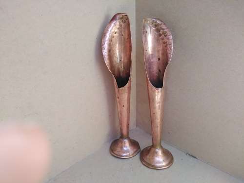 Vintage! Set Of 2 - Copper Bud Vase / Candle Holder - Calla Lily