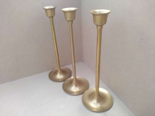 Vintage! Set Of 3 - Brass Candlestick Holders