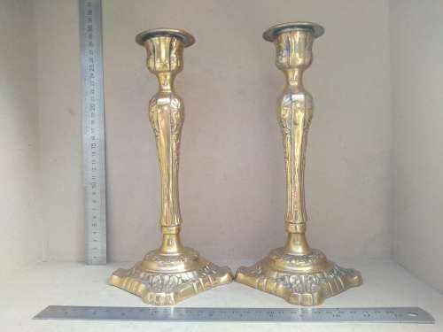 Vintage! Heavy Solid Brass - Ornate Victorian - Pair Of CandlestIck Holders