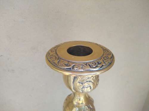 Vintage! Heavy Solid Brass - Ornate Victorian - Pair Of CandlestIck Holders
