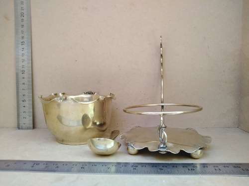 Vintage! England - Art Nouveau - Silver Plate - 3 Piece - Lily Design - Sugar Bowl In Caddy Tray